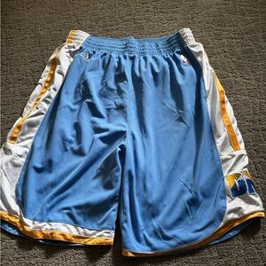 Adidas Men's Athletic Shorts in Blue, White, and Gold